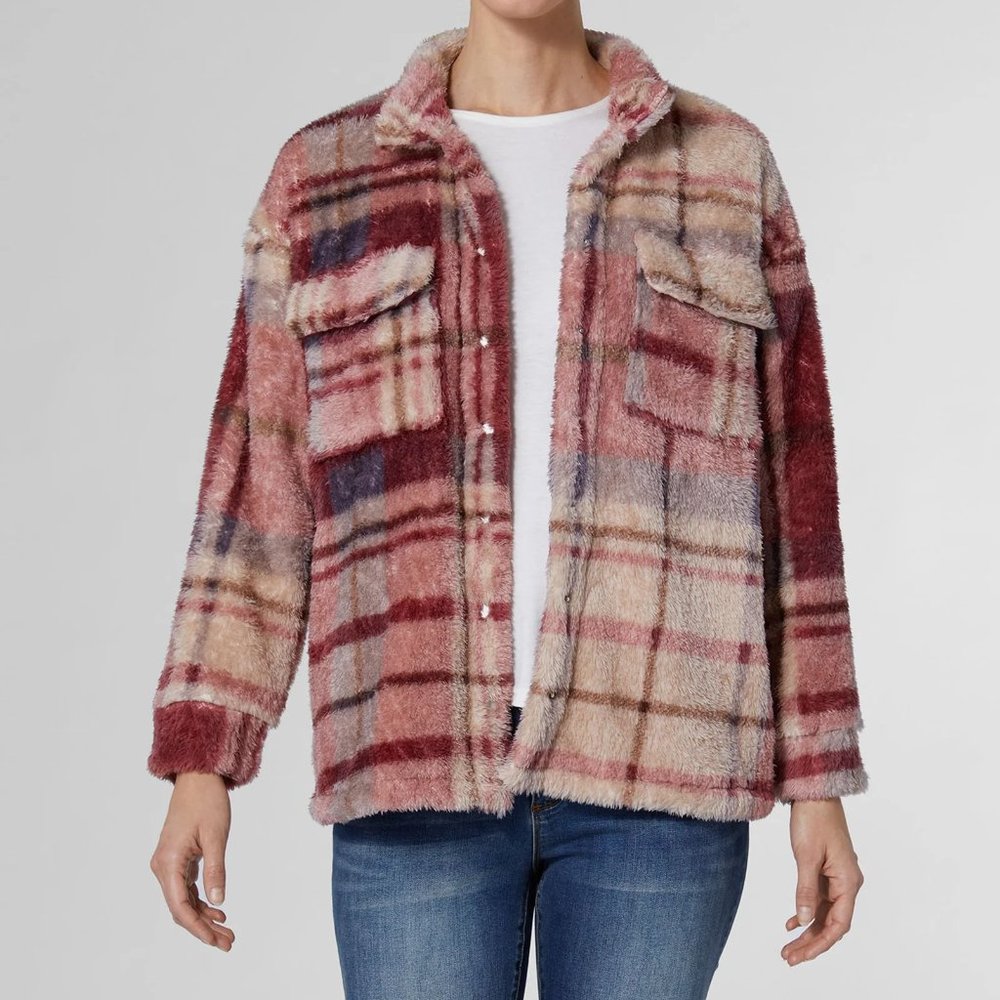 Coco & Carmen Tucker Plaid Fuzzy Shacket